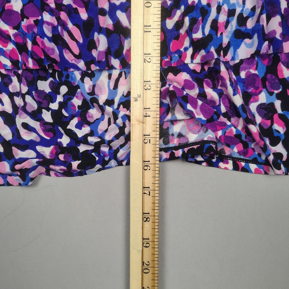 Jamaica Bay Tankini Top Women 16 Purple Pink Blue Ruffle Leopard Print Polyester - Picture 5 of 7